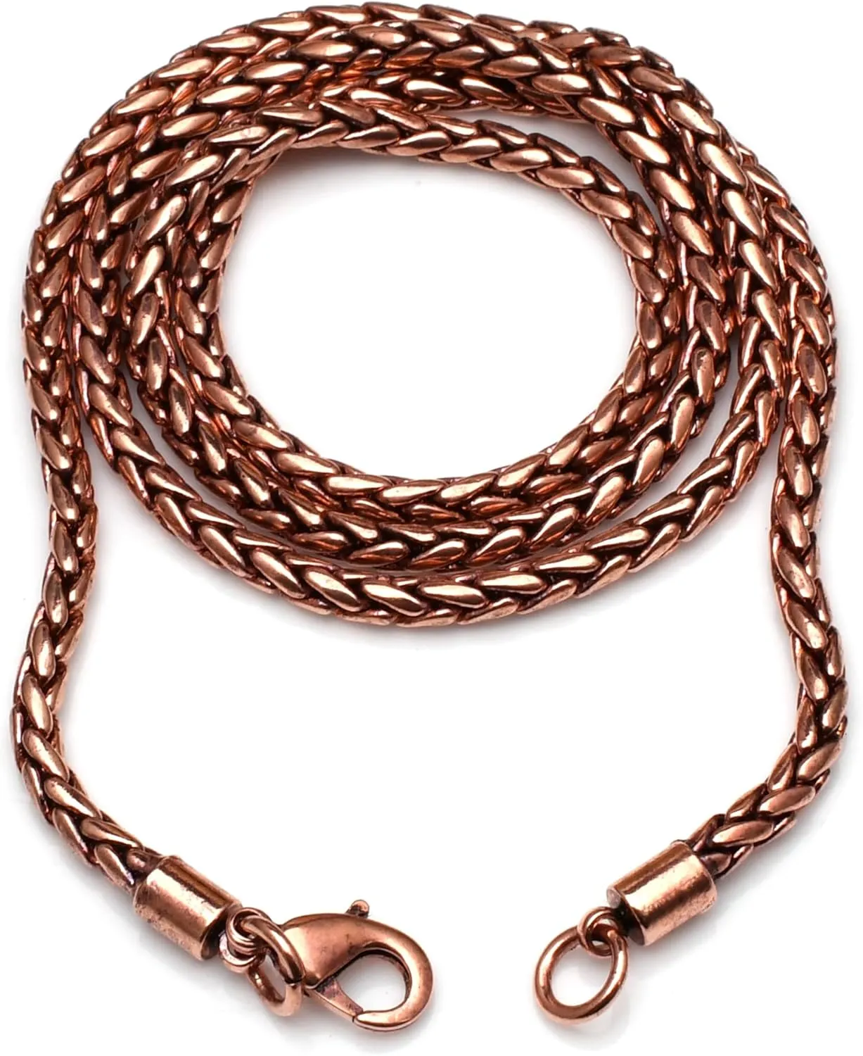 100% Oxidized Copper Chain Necklace Pure Copper Wheat Chain Solid jewelry Chain Gift for Unisex