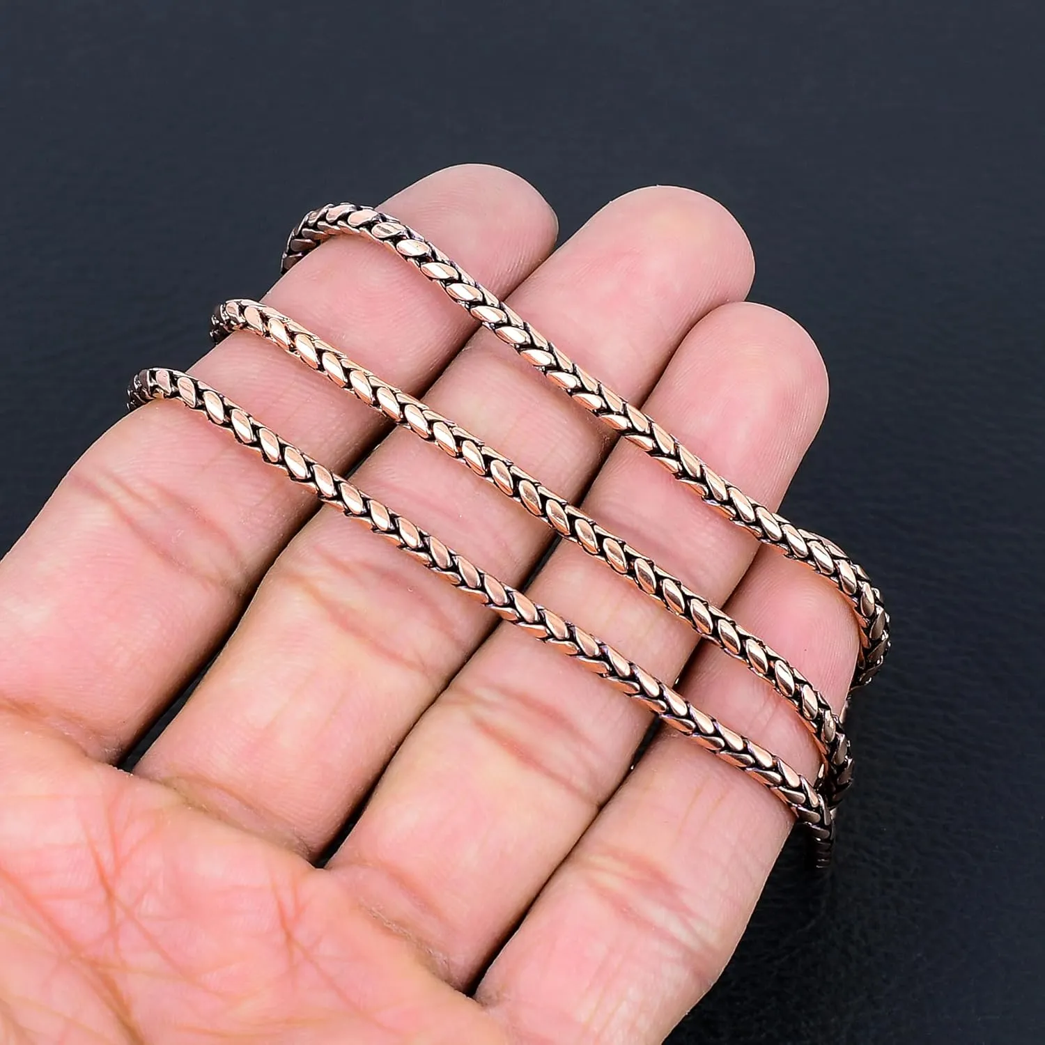 100% Oxidized Copper Chain Necklace Pure Copper Wheat Chain Solid jewelry Chain Gift for Unisex