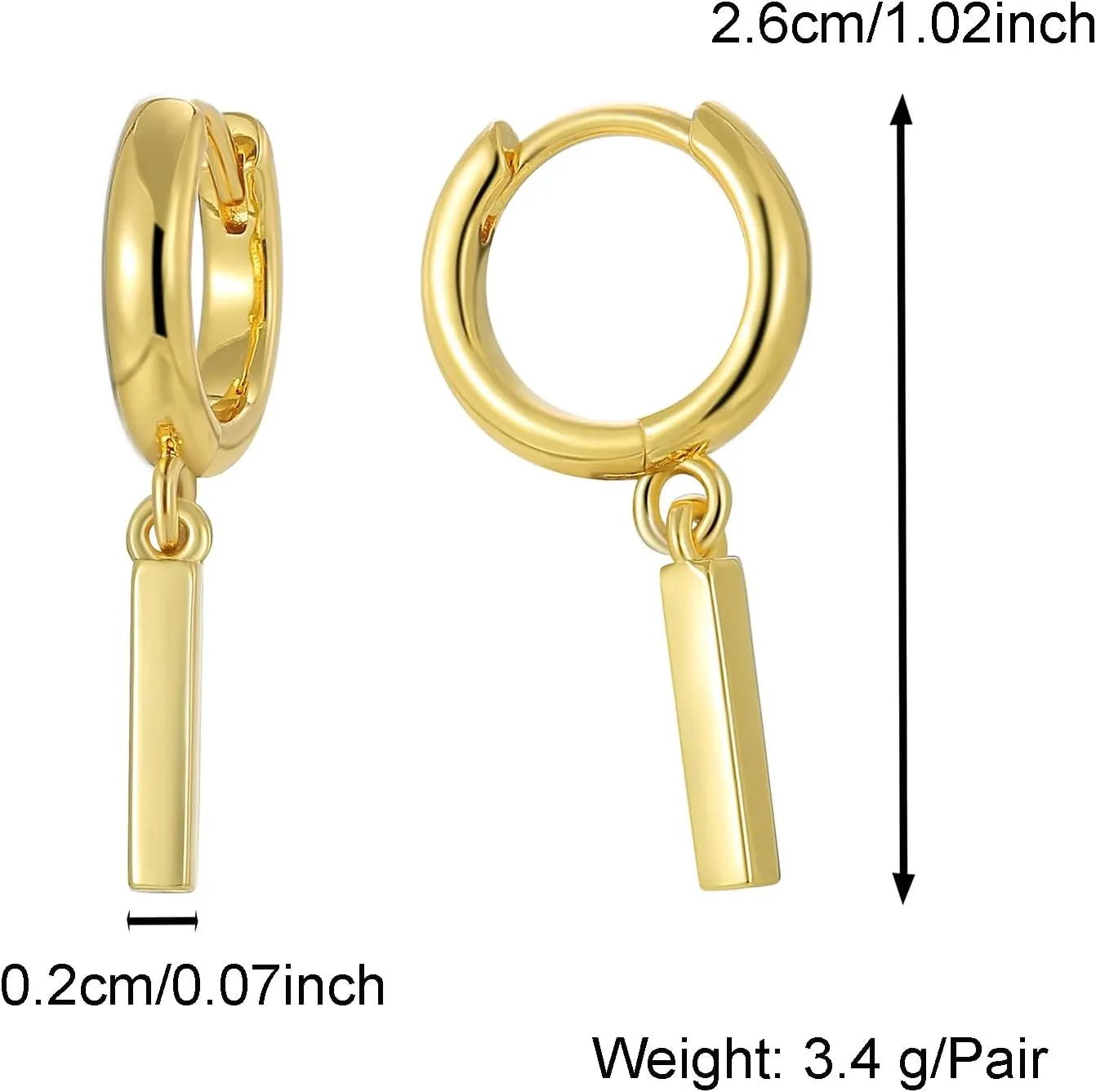 14K Gold Plated Drop Earrings-Medium Huggie Hoop Charm Earrings Lightweight Dangle Earrings for Women-Summer Beach Jewelry Hypoallergenic Gift for Her