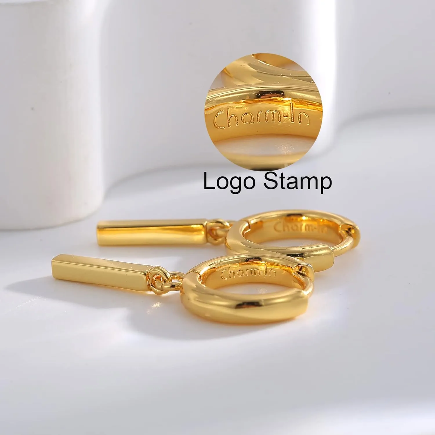 14K Gold Plated Drop Earrings-Medium Huggie Hoop Charm Earrings Lightweight Dangle Earrings for Women-Summer Beach Jewelry Hypoallergenic Gift for Her