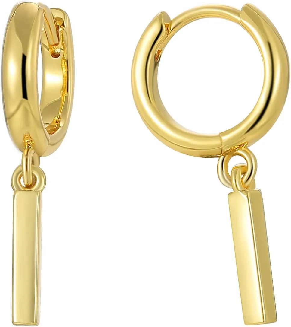 14K Gold Plated Drop Earrings-Medium Huggie Hoop Charm Earrings Lightweight Dangle Earrings for Women-Summer Beach Jewelry Hypoallergenic Gift for Her