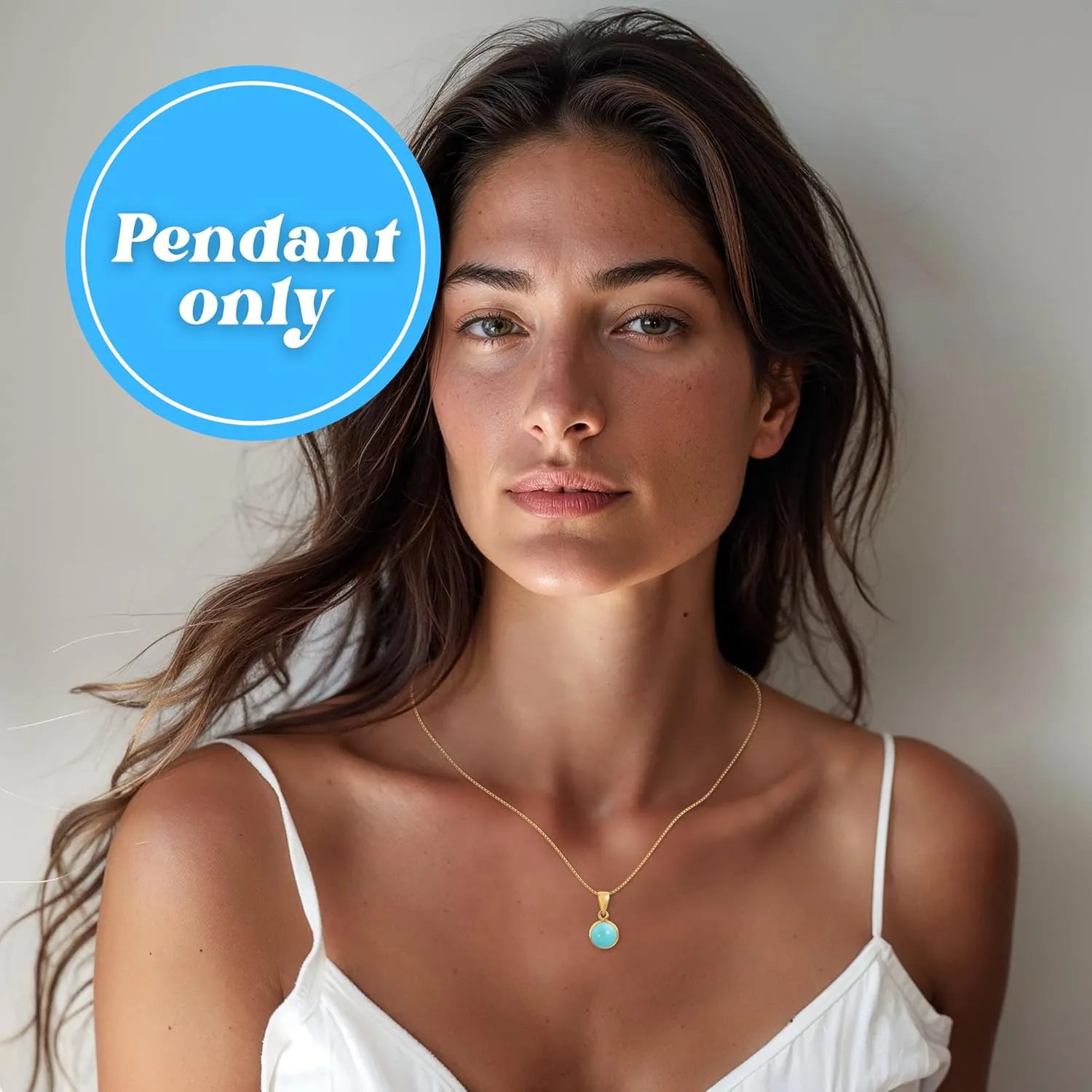 14K Gold Turquoise Pendant for Women - Solid Gold Pendant -Turquoise Pendant - Gold Pendant - Gold Statement Pendant - Anniversary Pendant - Turquoise Jewelry for Women - Pendant Only