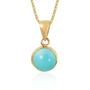 14K Gold Turquoise Pendant for Women - Solid Gold Pendant -Turquoise Pendant - Gold Pendant - Gold Statement Pendant - Anniversary Pendant - Turquoise Jewelry for Women - Pendant Only