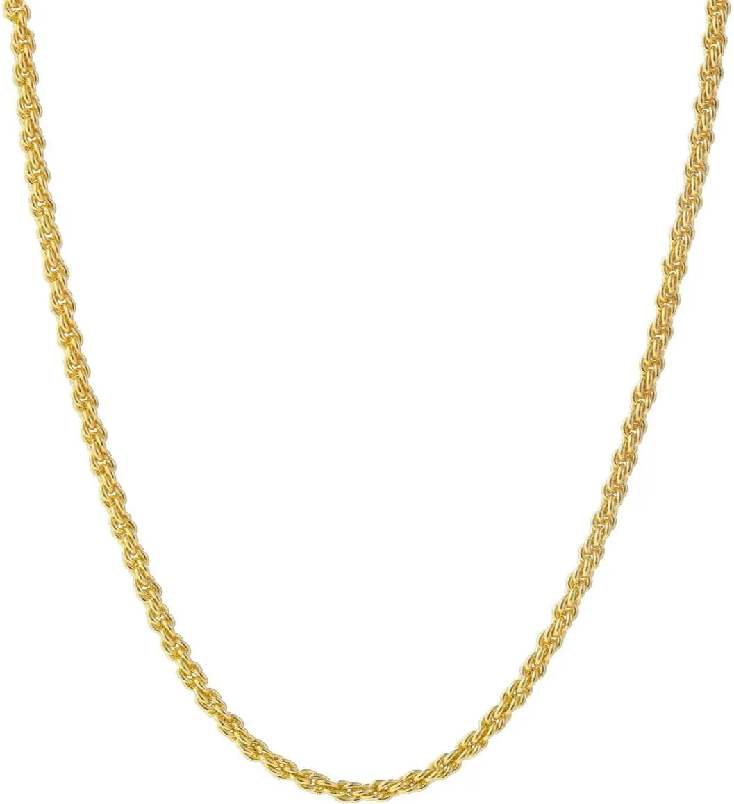 14K Real Solid Yellow Gold 1.6mm 2.1mm 2.6mm 3.1mm 4.1mm 5.1mm 6.1mm Rope Chain Necklace with Lobster Clasp for Men and Women