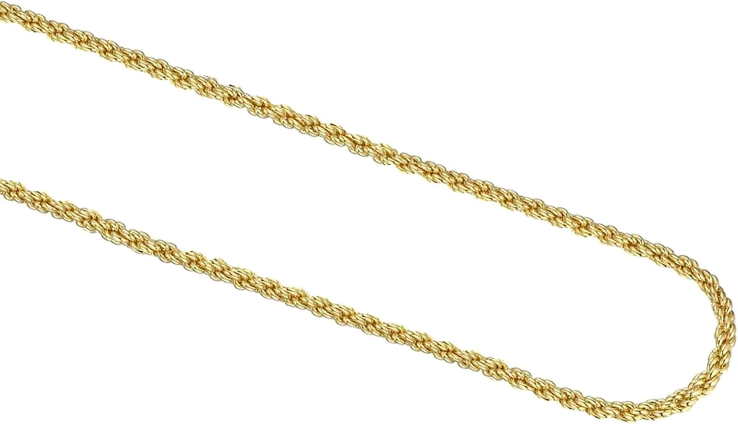 14K Real Solid Yellow Gold 1.6mm 2.1mm 2.6mm 3.1mm 4.1mm 5.1mm 6.1mm Rope Chain Necklace with Lobster Clasp for Men and Women