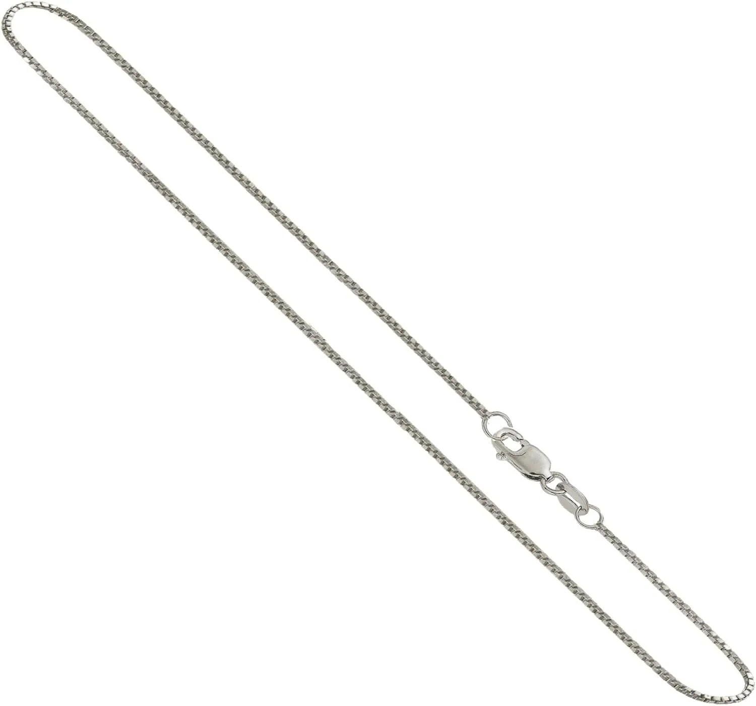14K Real Solid Yellow or White or Rose Gold 0.7mm 0.9mm 1.1mm 1.3mm Box Chain Necklace with Lobster Clasp for Men and Women