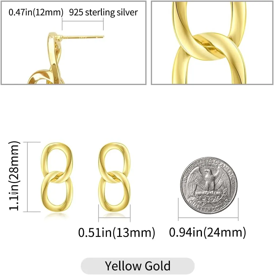 18K Gold Plated Chain Earrings with Bar for Women Chain Hoop Earrings Simple Dangly Chain earrings 2 in 1 Pearl Chain Earrings 