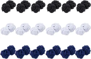 18Pcs 3 Colors Silk Knot Fabric Cufflinks 10mm Chinese Closure Knots Sewing Buttons Fabric Ball Buttons for Cheongsam Tang Suit Costumes Outfit Sewing
