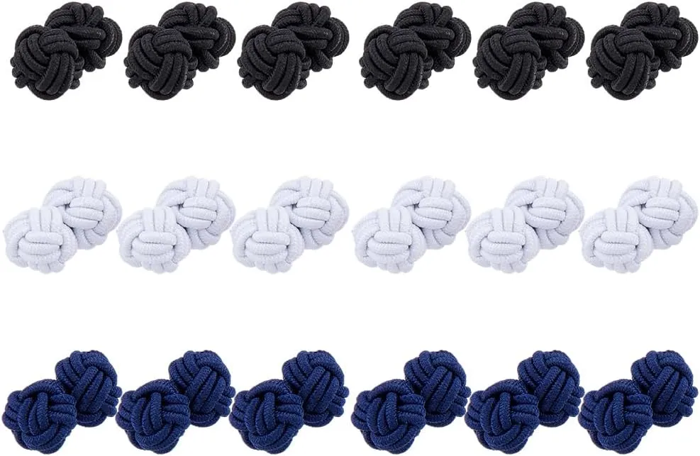 18Pcs 3 Colors Silk Knot Fabric Cufflinks 10mm Chinese Closure Knots Sewing Buttons Fabric Ball Buttons for Cheongsam Tang Suit Costumes Outfit Sewing