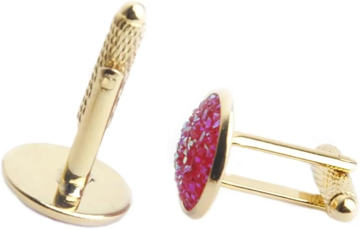 2 Pairs Simple Shirt Cufflinks for Men Rhinestones Cuff Links Round Sleeve Button Christmas Men's Cuff Link(Color: 6)