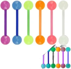 20 Pc Glow In The Dark Barbells Tongue Rings 14G 5/8' No Metal Body Unique Jewelry Delicate Design Piercing Steel Surgical For Women