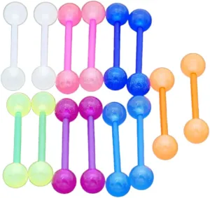 20 Pc Glow In The Darkible Tongue Rings Barbells Body Unique Jewelry Delicate Design Piercing Steel Surgical For Women