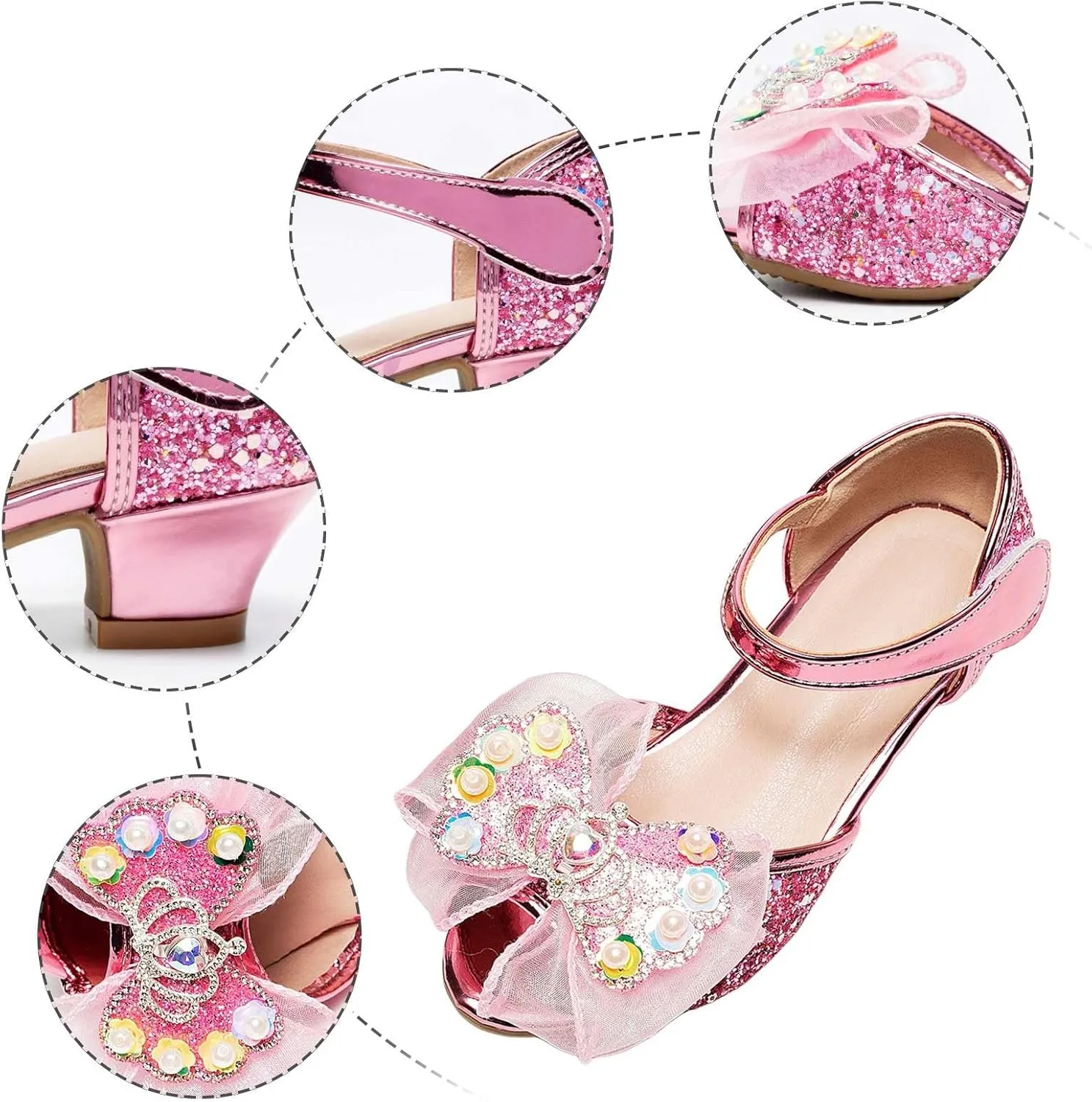 2025 Girls Casual Sandals Comfortable Dressy Party Dance Shoes with Ankle Strap Fashion Cute Bow Open Toe Soft Sole Kids Slippers Breathable Slip-On Shoe Summer Beach Vacation Slides
