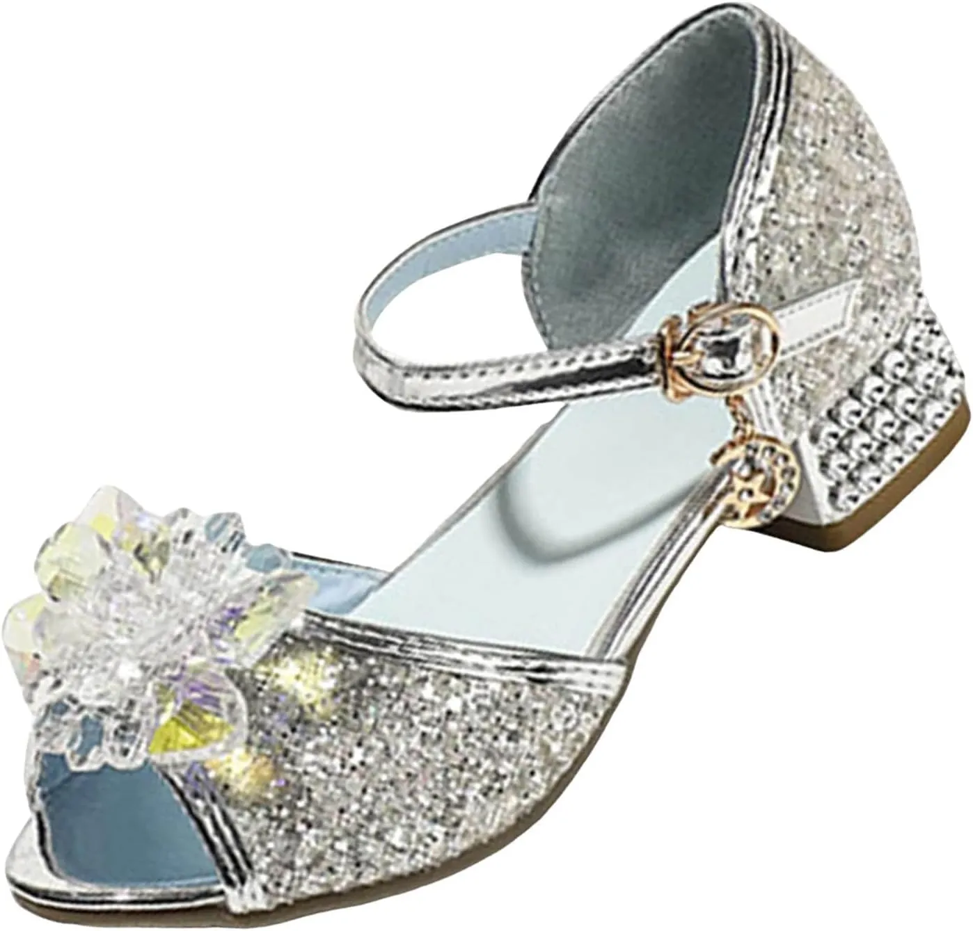 2025 Girls Casual Sandals Comfortable Dressy Party Dance Shoes with Ankle Strap Fashion Cute Bow Open Toe Soft Sole Kids Slippers Breathable Slip-On Shoe Summer Beach Vacation Slides