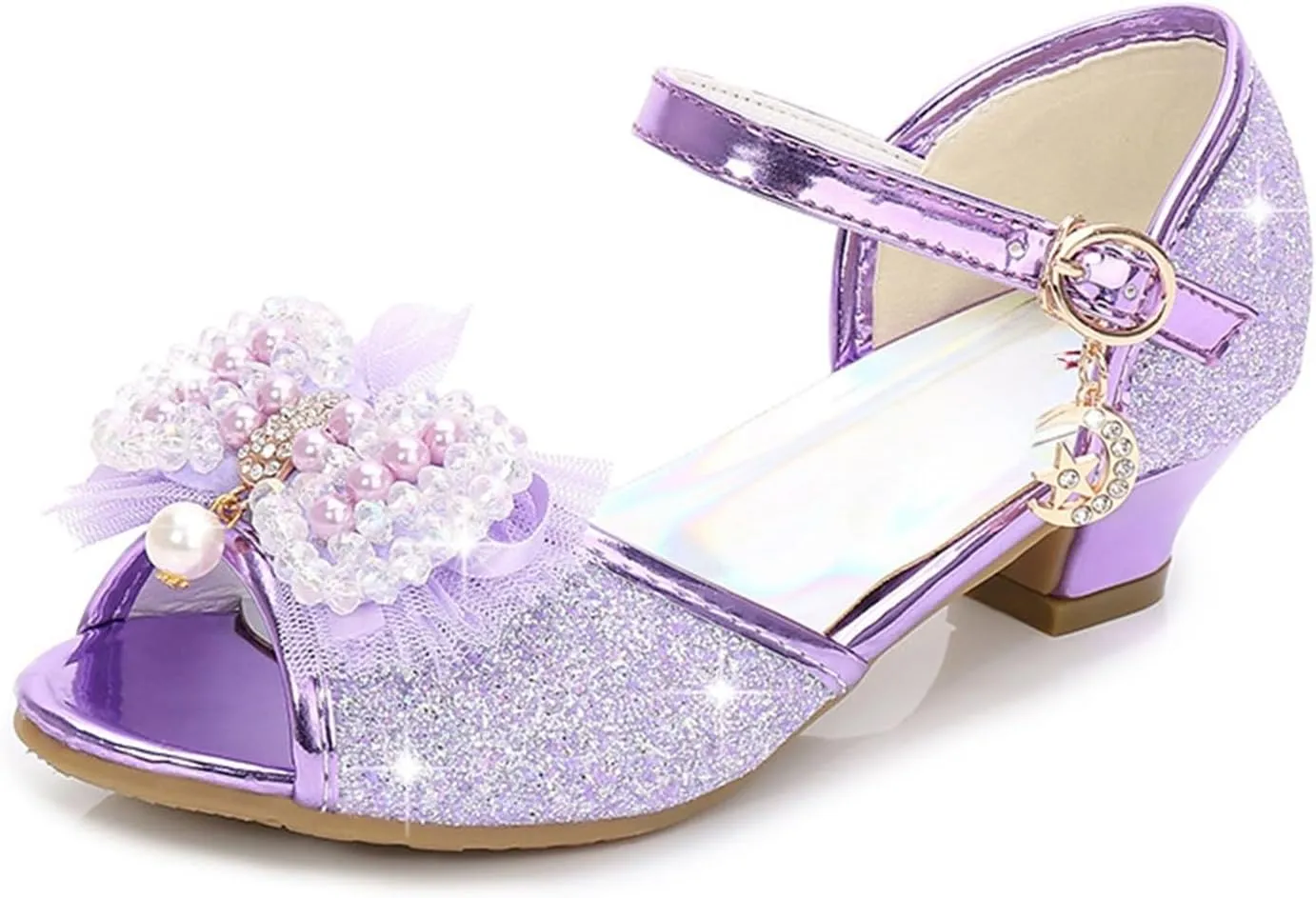 2025 Girls Casual Sandals Comfortable Dressy Party Dance Shoes with Ankle Strap Fashion Cute Bow Open Toe Soft Sole Kids Slippers Breathable Slip-On Shoe Summer Beach Vacation Slides