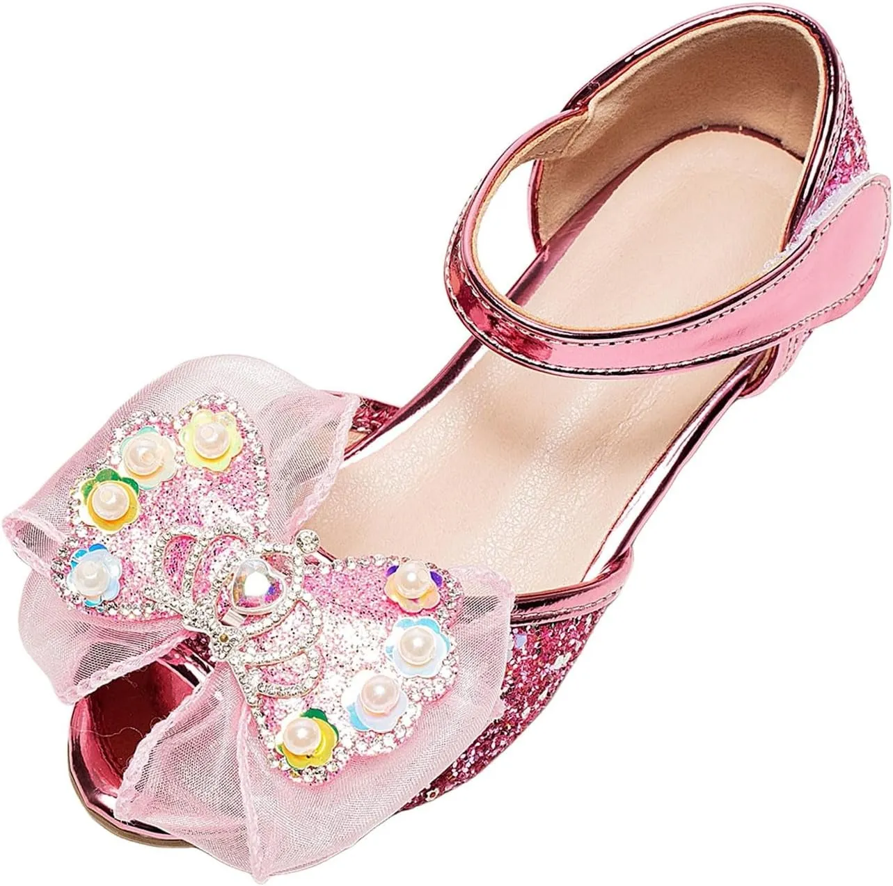 2025 Girls Casual Sandals Comfortable Dressy Party Dance Shoes with Ankle Strap Fashion Cute Bow Open Toe Soft Sole Kids Slippers Breathable Slip-On Shoe Summer Beach Vacation Slides