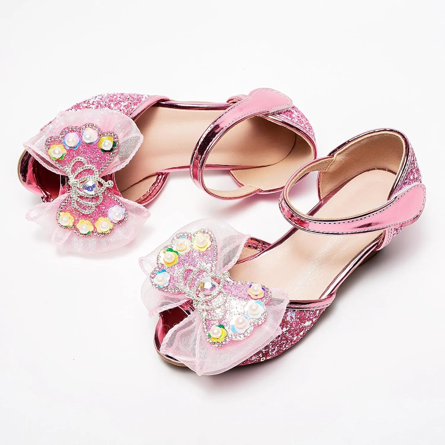 2025 Girls Casual Sandals Comfortable Dressy Party Dance Shoes with Ankle Strap Fashion Cute Bow Open Toe Soft Sole Kids Slippers Breathable Slip-On Shoe Summer Beach Vacation Slides