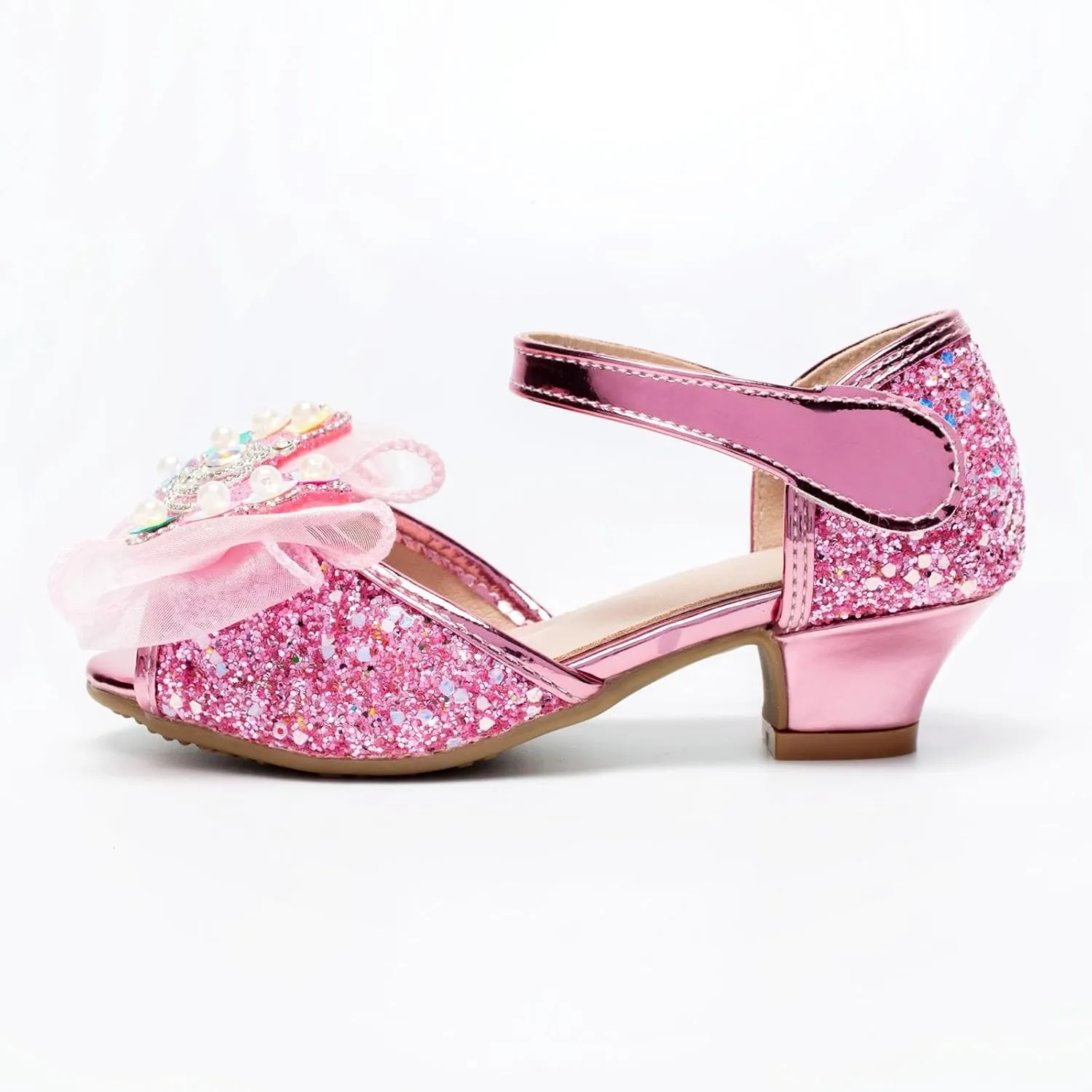 2025 Girls Casual Sandals Comfortable Dressy Party Dance Shoes with Ankle Strap Fashion Cute Bow Open Toe Soft Sole Kids Slippers Breathable Slip-On Shoe Summer Beach Vacation Slides