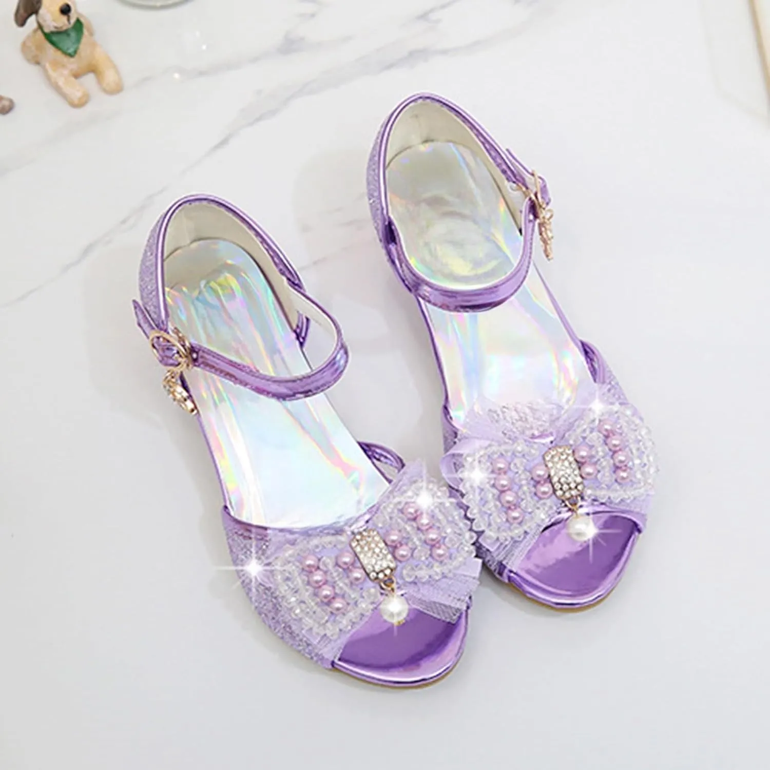 2025 Girls Casual Sandals Comfortable Dressy Party Dance Shoes with Ankle Strap Fashion Cute Bow Open Toe Soft Sole Kids Slippers Breathable Slip-On Shoe Summer Beach Vacation Slides