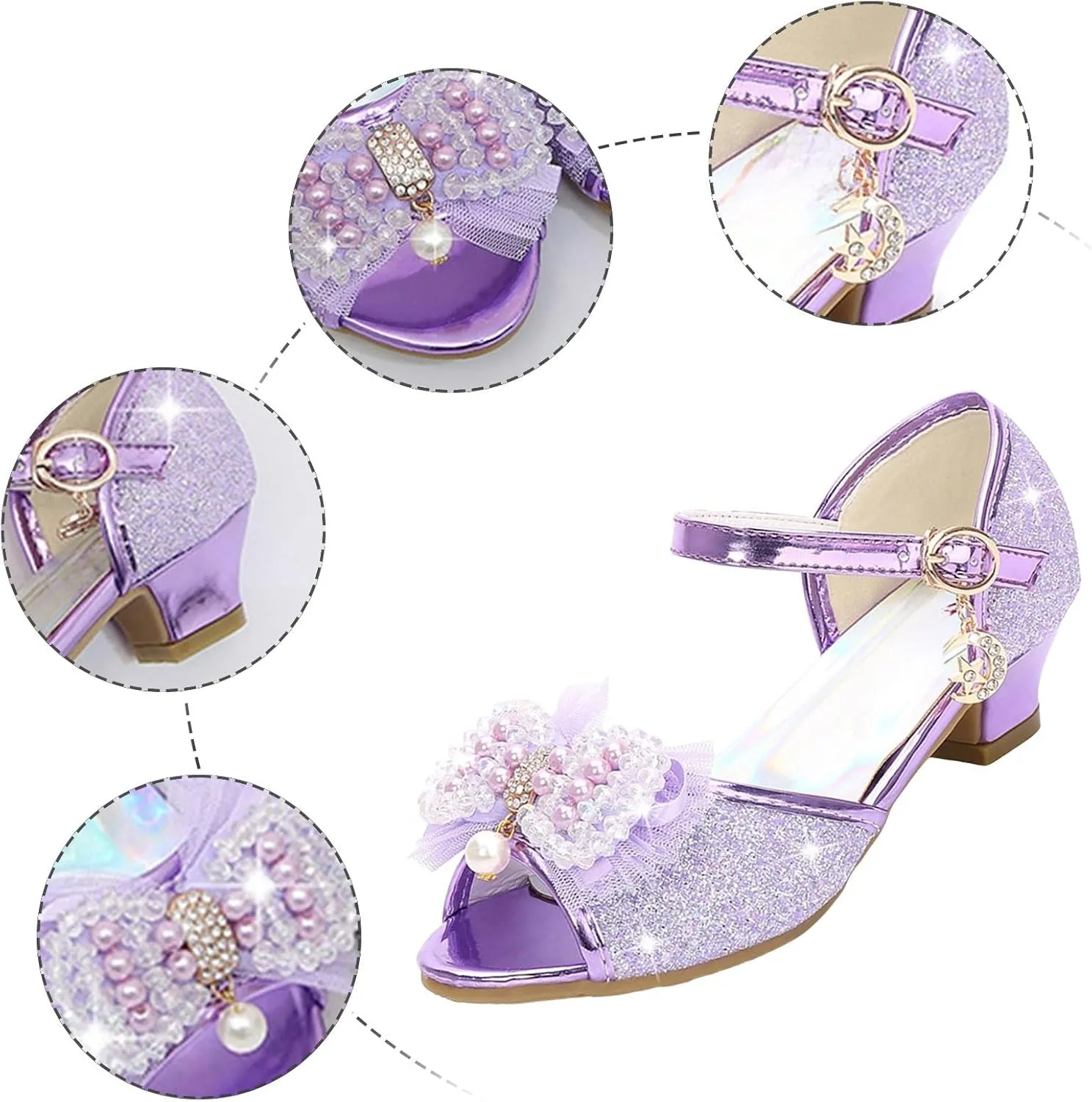 2025 Girls Casual Sandals Comfortable Dressy Party Dance Shoes with Ankle Strap Fashion Cute Bow Open Toe Soft Sole Kids Slippers Breathable Slip-On Shoe Summer Beach Vacation Slides