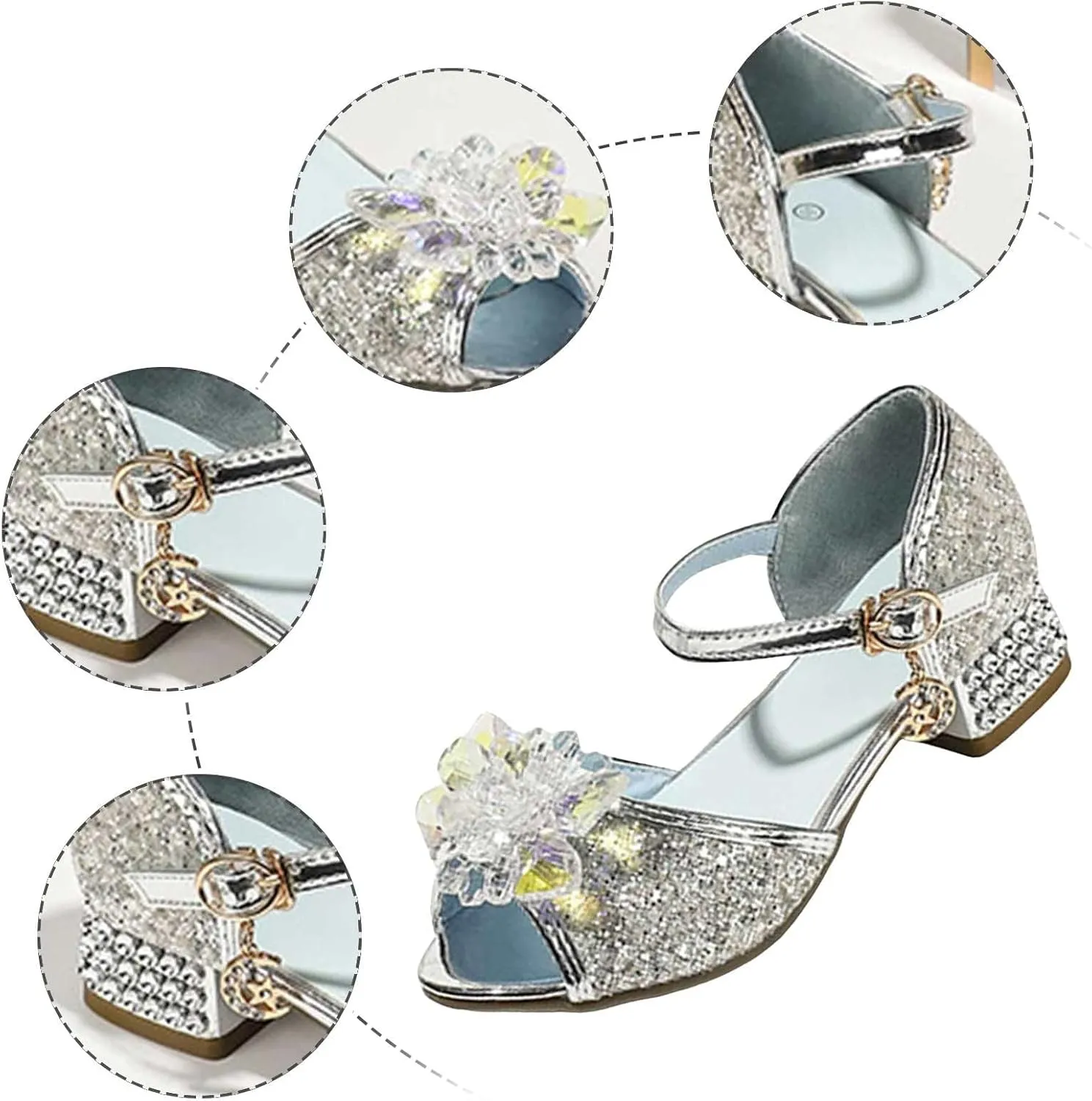 2025 Girls Casual Sandals Comfortable Dressy Party Dance Shoes with Ankle Strap Fashion Cute Bow Open Toe Soft Sole Kids Slippers Breathable Slip-On Shoe Summer Beach Vacation Slides