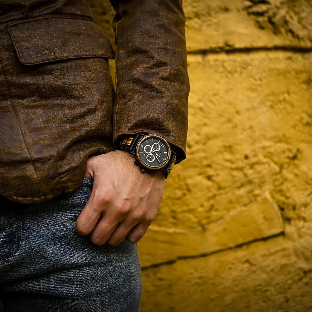 2win Mens Personalized Engraved Wooden Watches Custom Anniversary Birthday Wooden Watches for Him Husband Boyfriend Dad Son Christmas Watch
