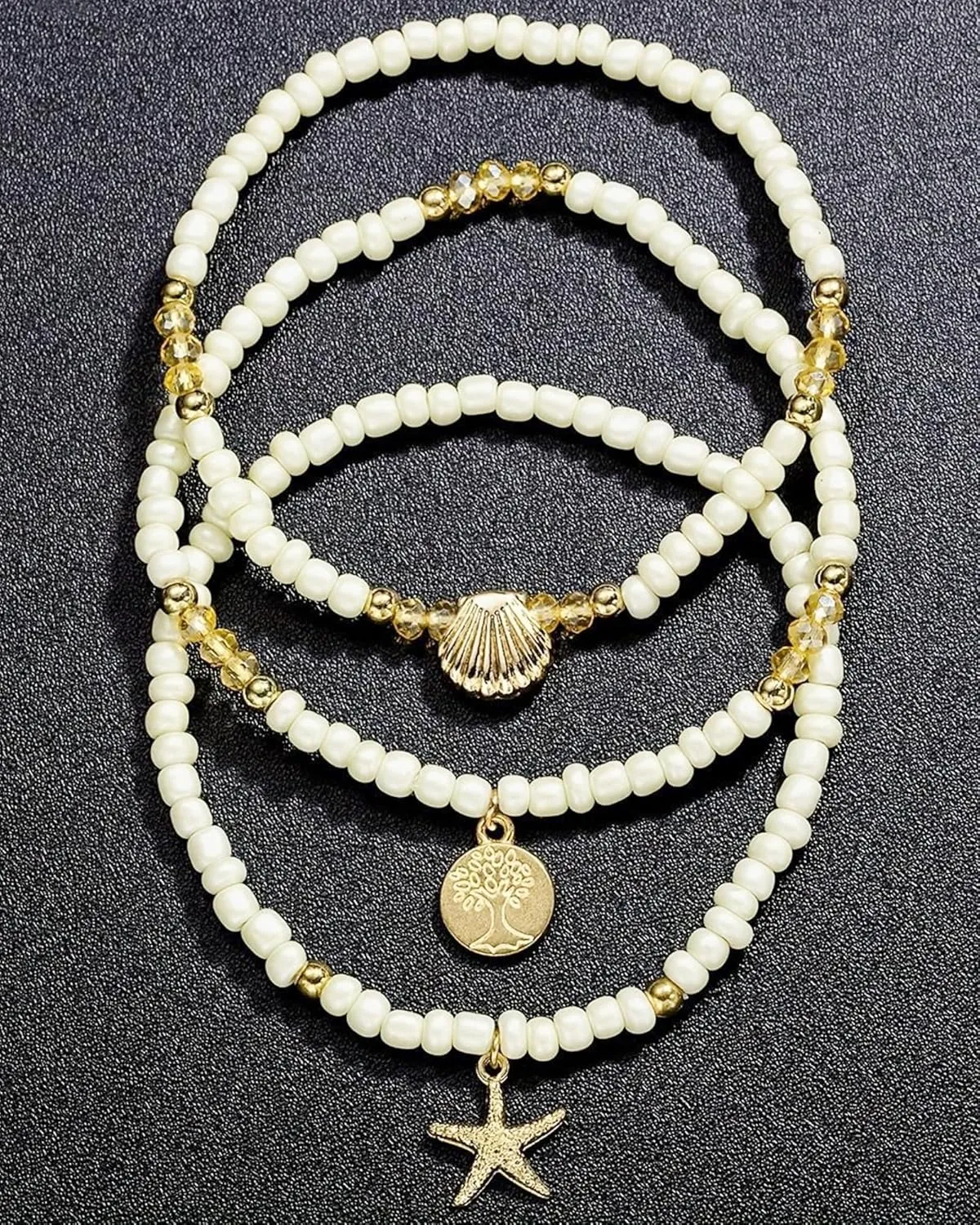 3 Pcs Shell Anklets Bracelets for Women Summer Sea Shell Starfish Ankle Bracelet Set Adjustable Handmade Boho Beaded Anklets Beach Surfer Foot Jewelry Accessories