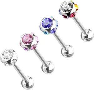 4 Pc 316L surgical steel 6mm multi C.Z. tongue rings barbells 14g 5/8" Body Unique Jewelry Delicate Design Piercing Steel Surgical For Women
