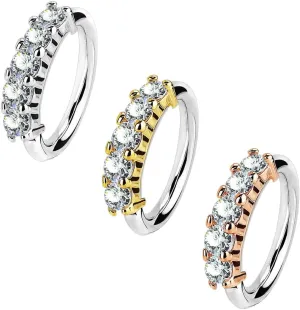 5 CZ Lined Hoop Nose Helix Daith Tragus Conch Cartilage Earrings Lip Rings 20GA (0.8mm) Mixed 3 Colors Body Unique Jewelry Delicate Design Piercing Steel Surgical For Women