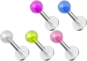 5 Pc 3mm Glow in the Dark Ball Surgical Steel Labret Stud Ear Cartilage Body Unique Jewelry Delicate Design Piercing Steel Surgical For Women