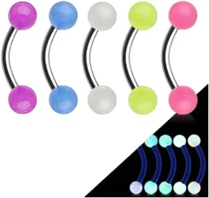 5 Pc Acrylic Glow in the Dark Ball Tragus Lip Snug Piercing Eyebrow Ring 16g 8 mm Body Unique Jewelry Delicate Design Piercing Steel Surgical For Women