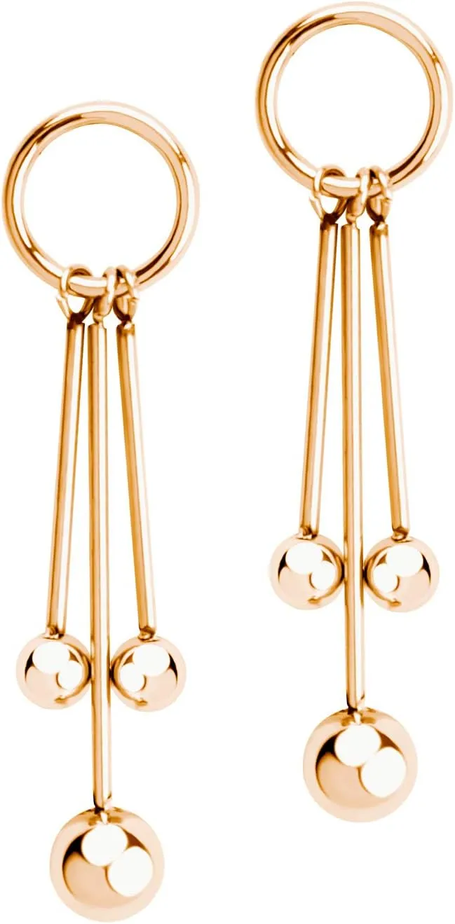 555Jewelry Stainless Steel Dangle Drop Bar Ball Earrings for Women & Ladies