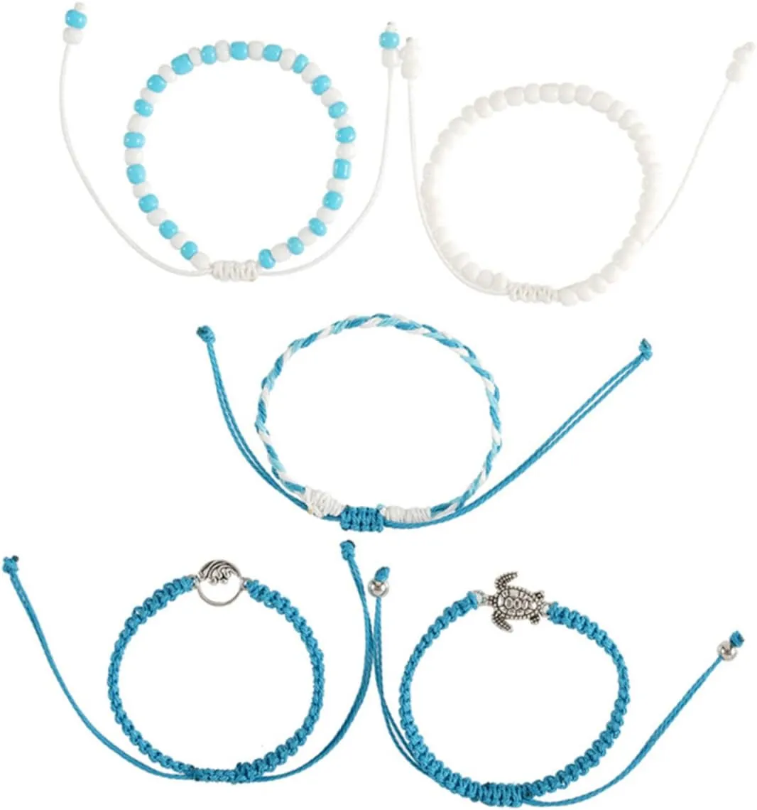 5pcs Braided Beach Anklet Style Wrist Jewelry for Women Teen Girls Comfortable and Fashion