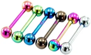 6 Pc 14G 1/2" 5 mm Ball Shorter Length Titanium Tongue Ring Tragus Barbells Body Unique Jewelry Delicate Design Piercing Steel Surgical For Women