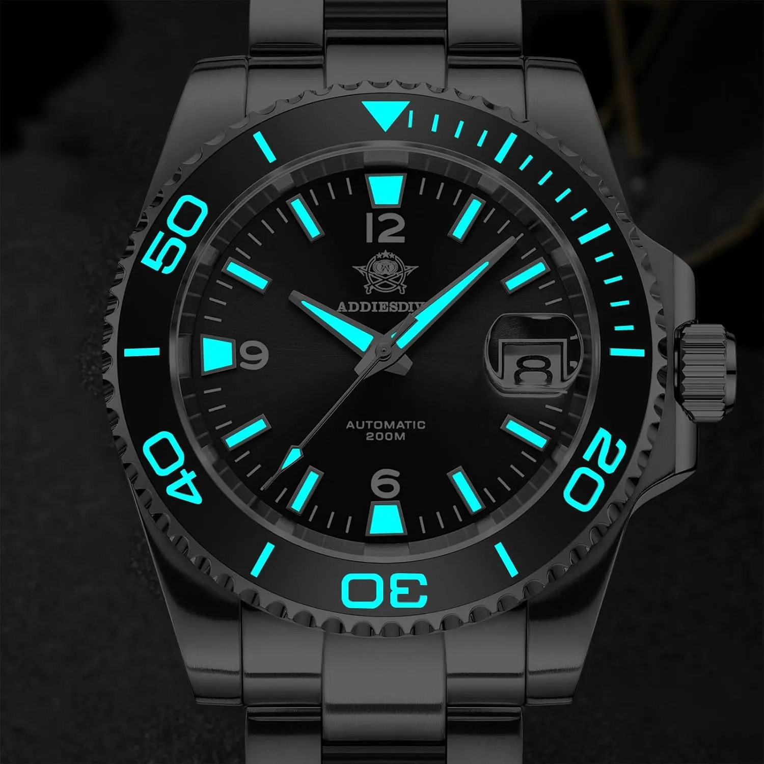 ADDIESDIVE Automatic Diver Watches for Men NH35A/8215 Movement Sapphire Rotating Bezel Luminous 200 M Waterproof Easy to Read with Large Number Mens Diver's Watch