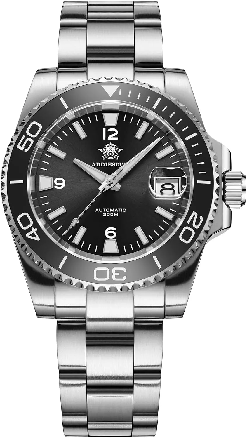 ADDIESDIVE Automatic Diver Watches for Men NH35A/8215 Movement Sapphire Rotating Bezel Luminous 200 M Waterproof Easy to Read with Large Number Mens Diver's Watch