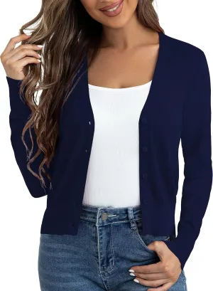 Ahlaray Women's Cropped Cardigans Sweaters Button Down Open Front Bolero Shrugs for Dresses, S-XL