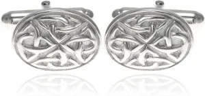Alexander Castle Men's Cufflinks 925 Sterling Silver Celtic Cufflinks 17mm x 12mm Oval Celtic Trinity Cufflinks with Jewelry Gift Box