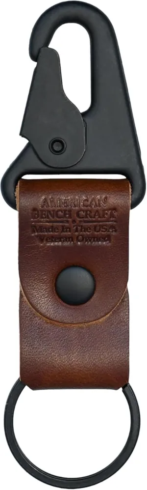 American Bench Craft Clip On Tactical Keychain | Full Grain Leather Keychain for Men | Durable HK Snap Key Fob, Made in USA