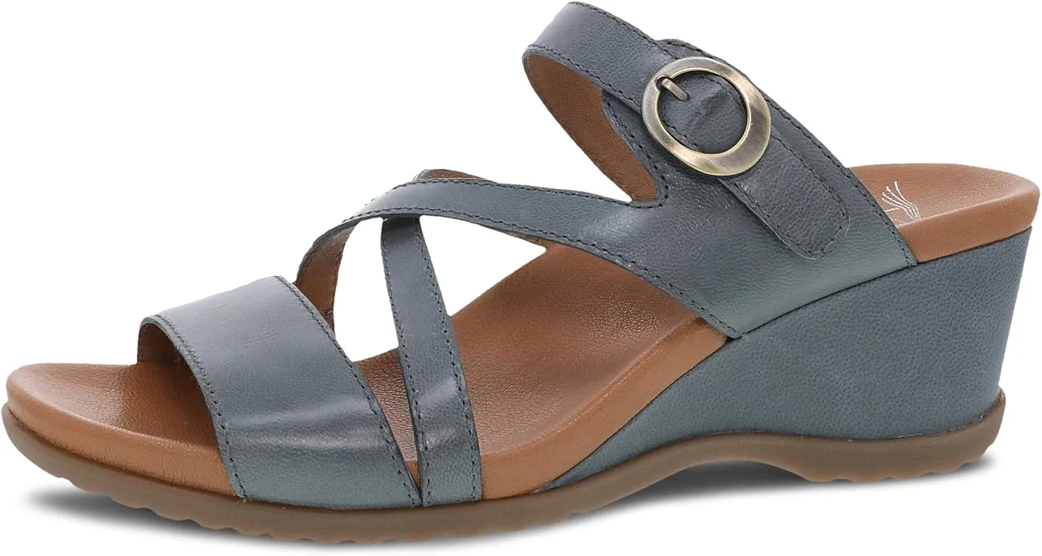 Ana Wedge Sandal for Women  Cushioned, Contoured Footbed for All-Day Comfort and Support  Adjustable Hook & Loop Strap with Buckle Detail  Lightweight Rubber Outsole