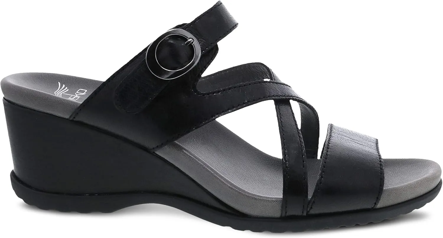 Ana Wedge Sandal for Women  Cushioned, Contoured Footbed for All-Day Comfort and Support  Adjustable Hook & Loop Strap with Buckle Detail  Lightweight Rubber Outsole