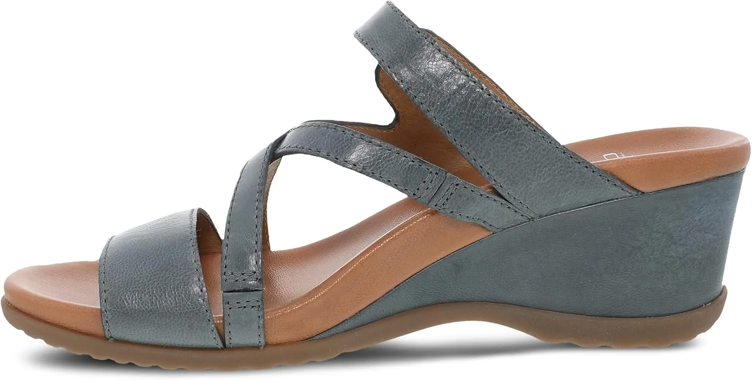 Ana Wedge Sandal for Women  Cushioned, Contoured Footbed for All-Day Comfort and Support  Adjustable Hook & Loop Strap with Buckle Detail  Lightweight Rubber Outsole