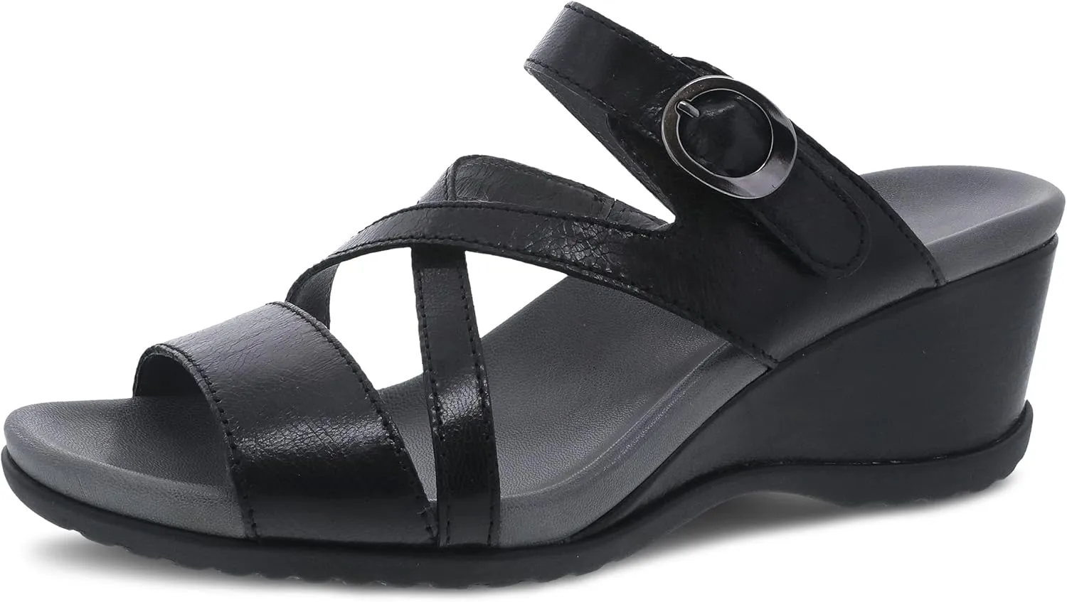 Ana Wedge Sandal for Women  Cushioned, Contoured Footbed for All-Day Comfort and Support  Adjustable Hook & Loop Strap with Buckle Detail  Lightweight Rubber Outsole