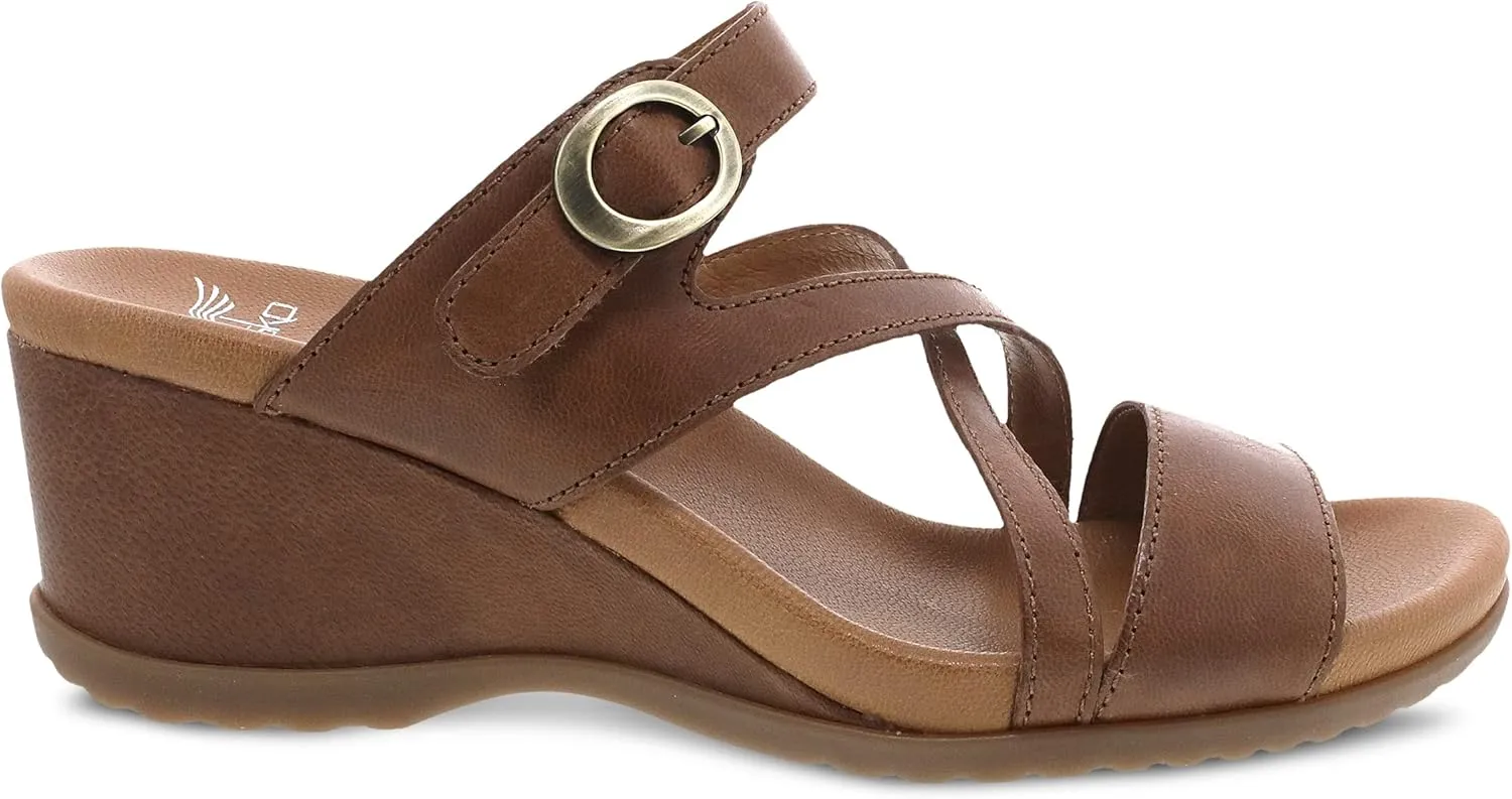 Ana Wedge Sandal for Women  Cushioned, Contoured Footbed for All-Day Comfort and Support  Adjustable Hook & Loop Strap with Buckle Detail  Lightweight Rubber Outsole