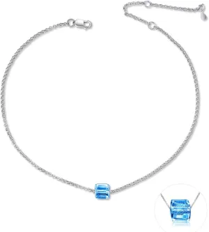 AOBOCO Crystal Ankle Bracelet for Women Sterling Silver Teens Anklets
