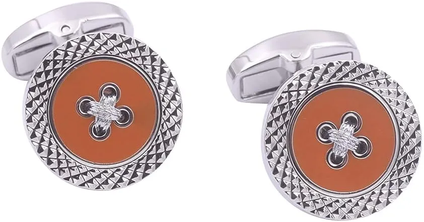 AUSCUFFLINKS Orange Button Cufflinks | Husband Gift for Him Cuff Links for Men | Anniversary Present for Dad