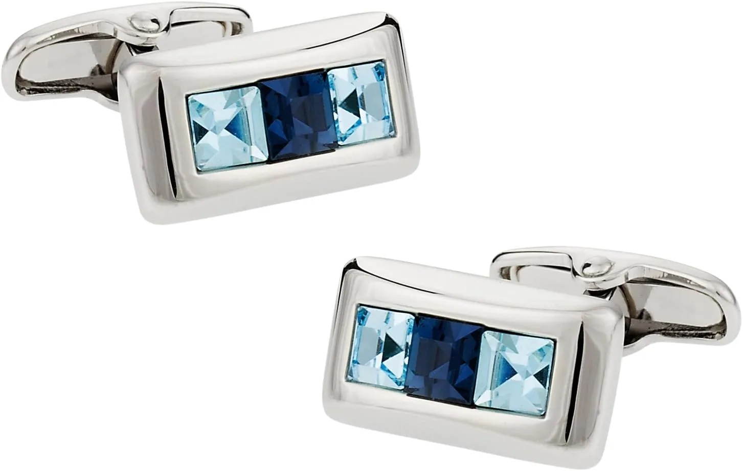 Austrian Crystal Cufflinks in Two Tones of Blue with Presentation Box