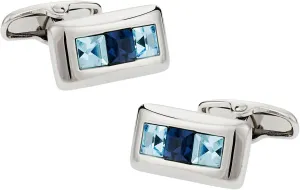 Austrian Crystal Cufflinks in Two Tones of Blue with Presentation Box