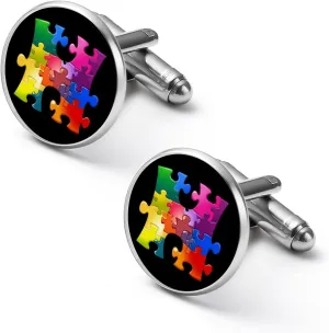 Autism Awareness Puzzle Mens Cufflinks Classic Cuff Links for Wedding Business Accessories
