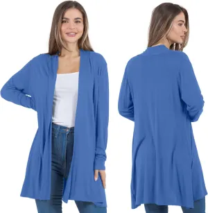 Azules Lightweight Cardigan for Women - Open Front, Flowy, Longer Length & Stylish - Long Sleeve Womens Cardigan Light Jacket